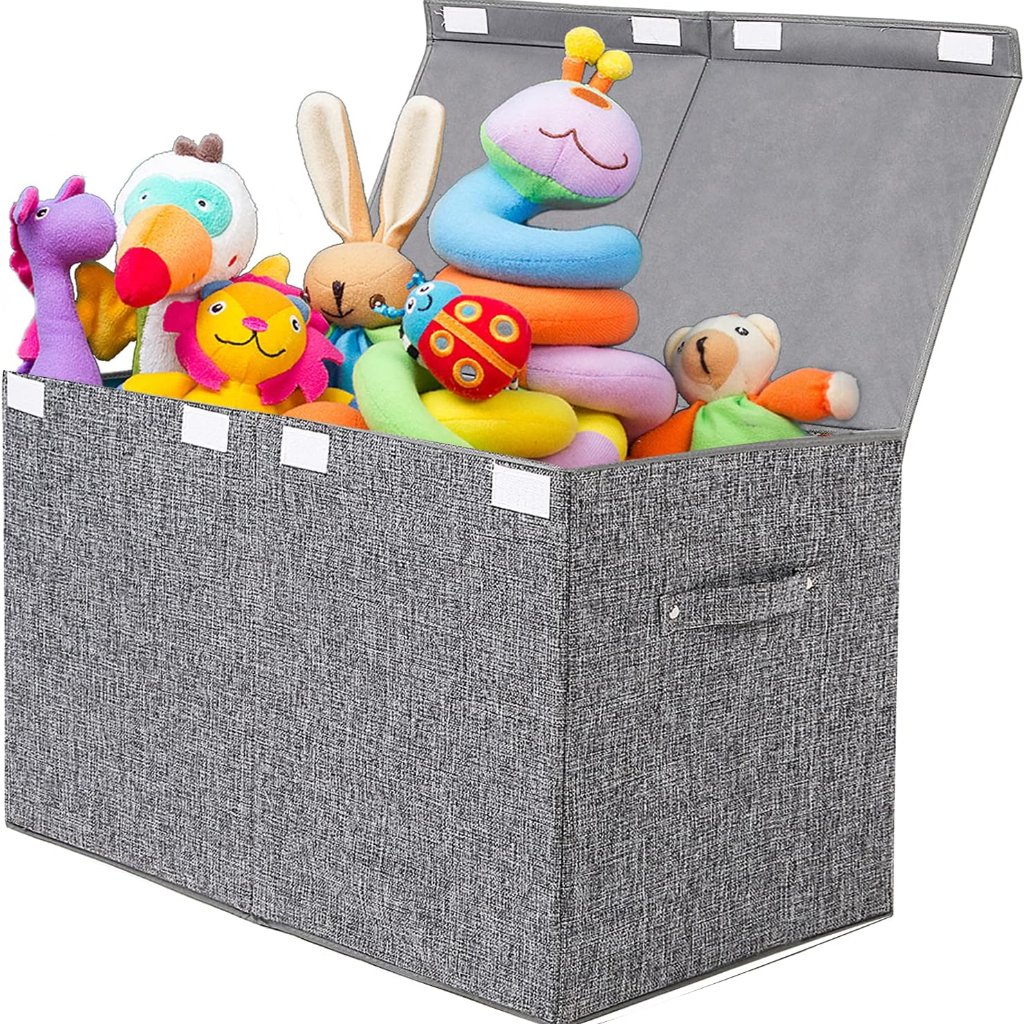Large Toy Box Chest With Lid, Collapsible Sturdy Toy Storage Organizer Boxes Bin